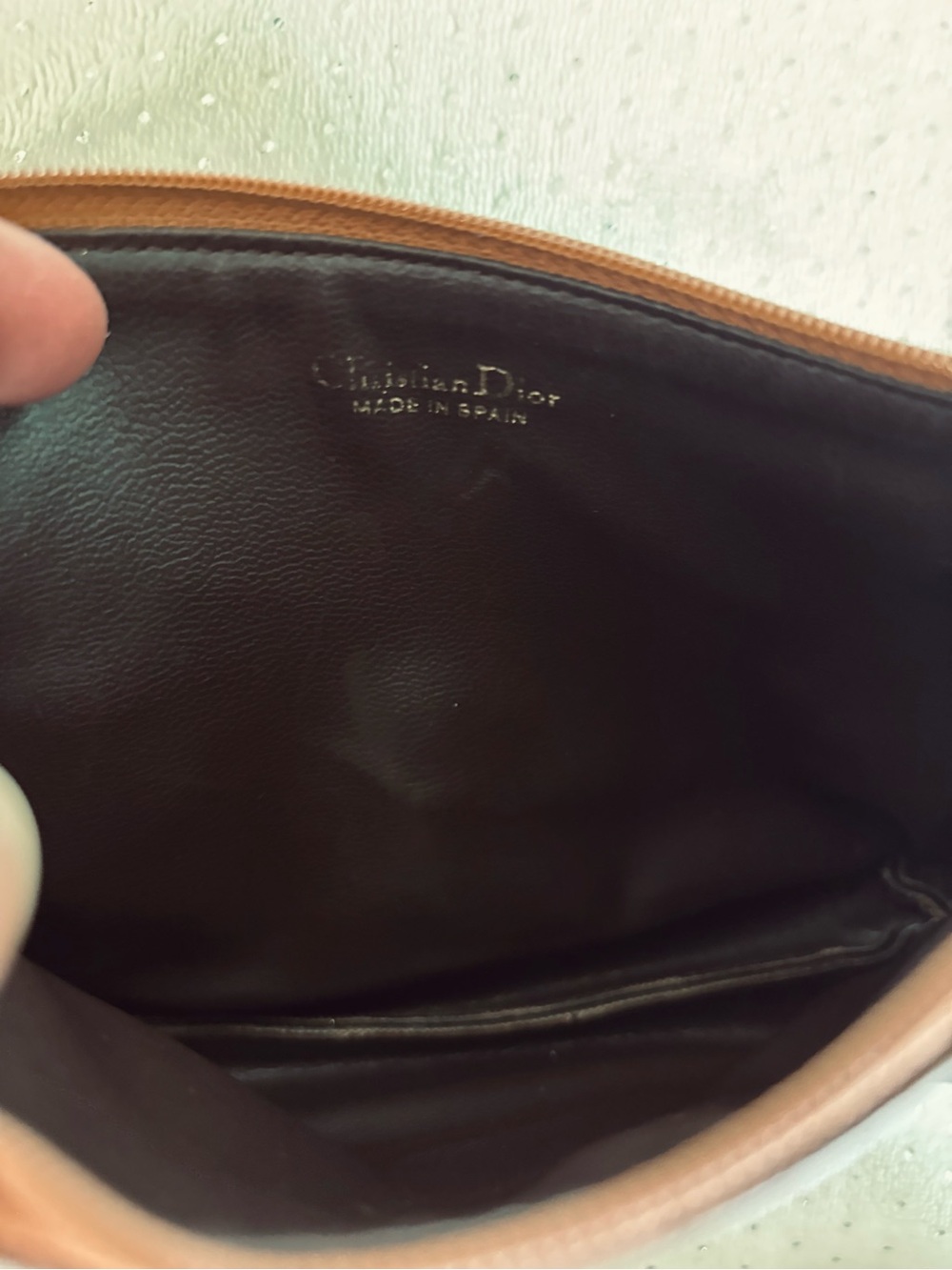 Dior Brown Pebble Leather Zip Pouch - Dior Patterned Monogram Design - Picture 3 of 3